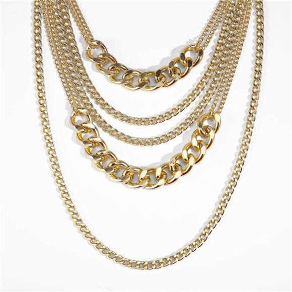 Women’s Chunky Gold Chain Necklace | 80s 90s Hip Hop Statement Jewelry - Picture 4 of 6